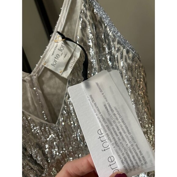 Forte Forte Metallic Silk Blend Tank Top Estrella Womens Size II US 6 - Picture 9 of 13